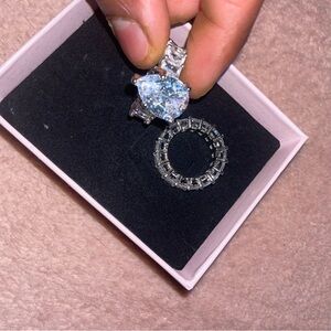 Elegant Silver Heart Ring set